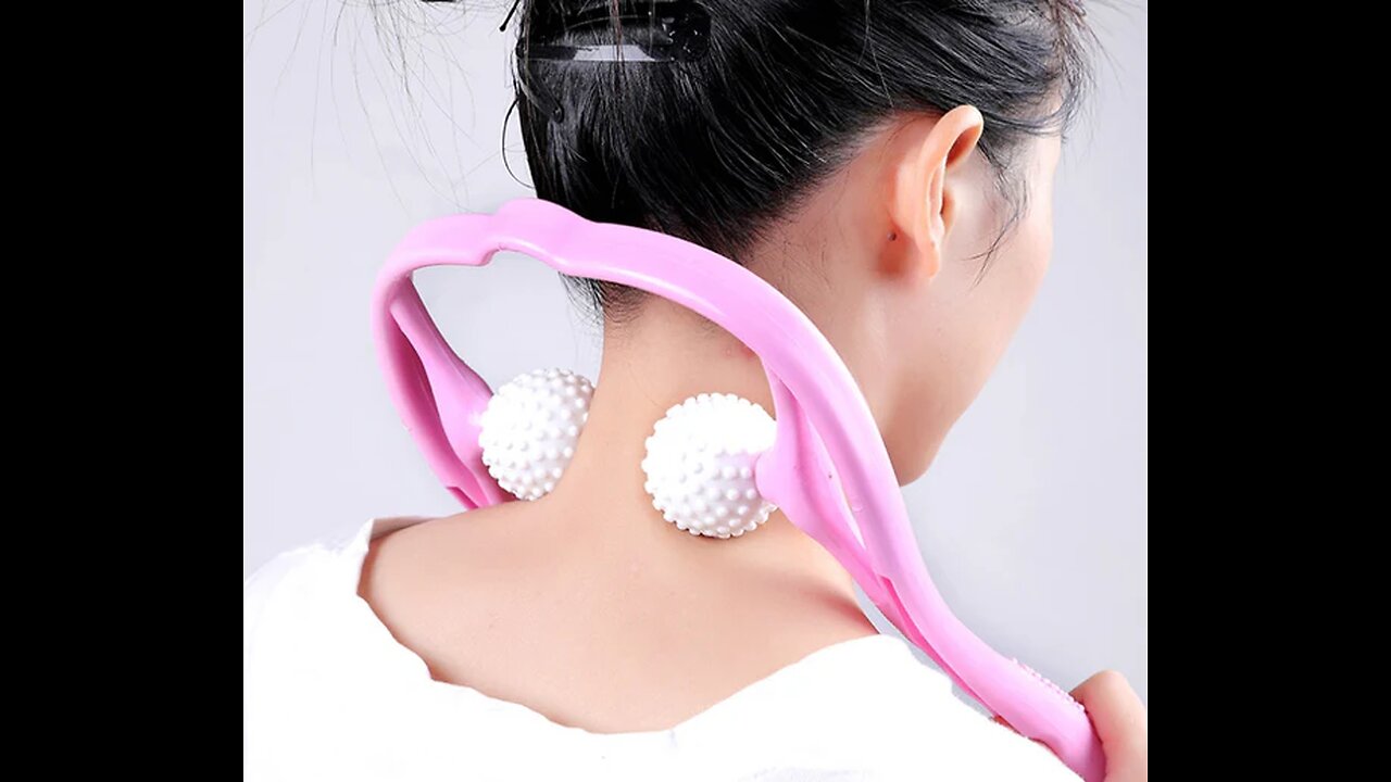 U Shape Manual Neck Massager, with Two Massager Balls and Ergonomic Design, for Neck, Shoulder