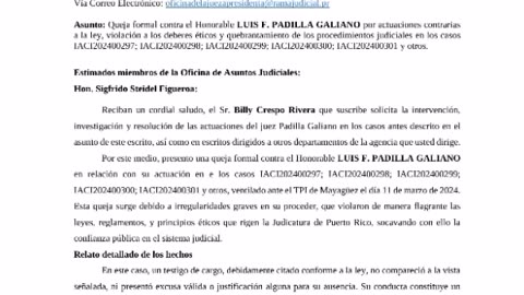EXISTEN MULTIPLES QUEJA A JUECES DE MAYAGUEZ