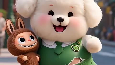 How cute the dog that likes Labubu is!