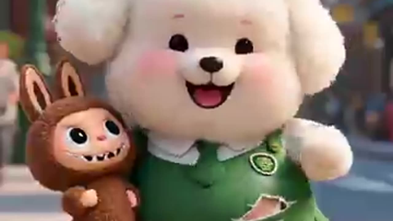 How cute the dog that likes Labubu is!