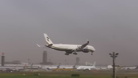 A difficult landing for the crew of the Starlux Airbus A350-900 at Tokyo Narita Airport, Japan