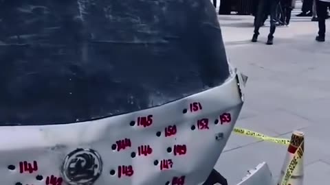 A replica of the vehicle in which 6-year-old Hind Rajab and her family members were found