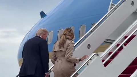 President Donald J. Trump and the First Lady board Air Force One en route to the U.K.