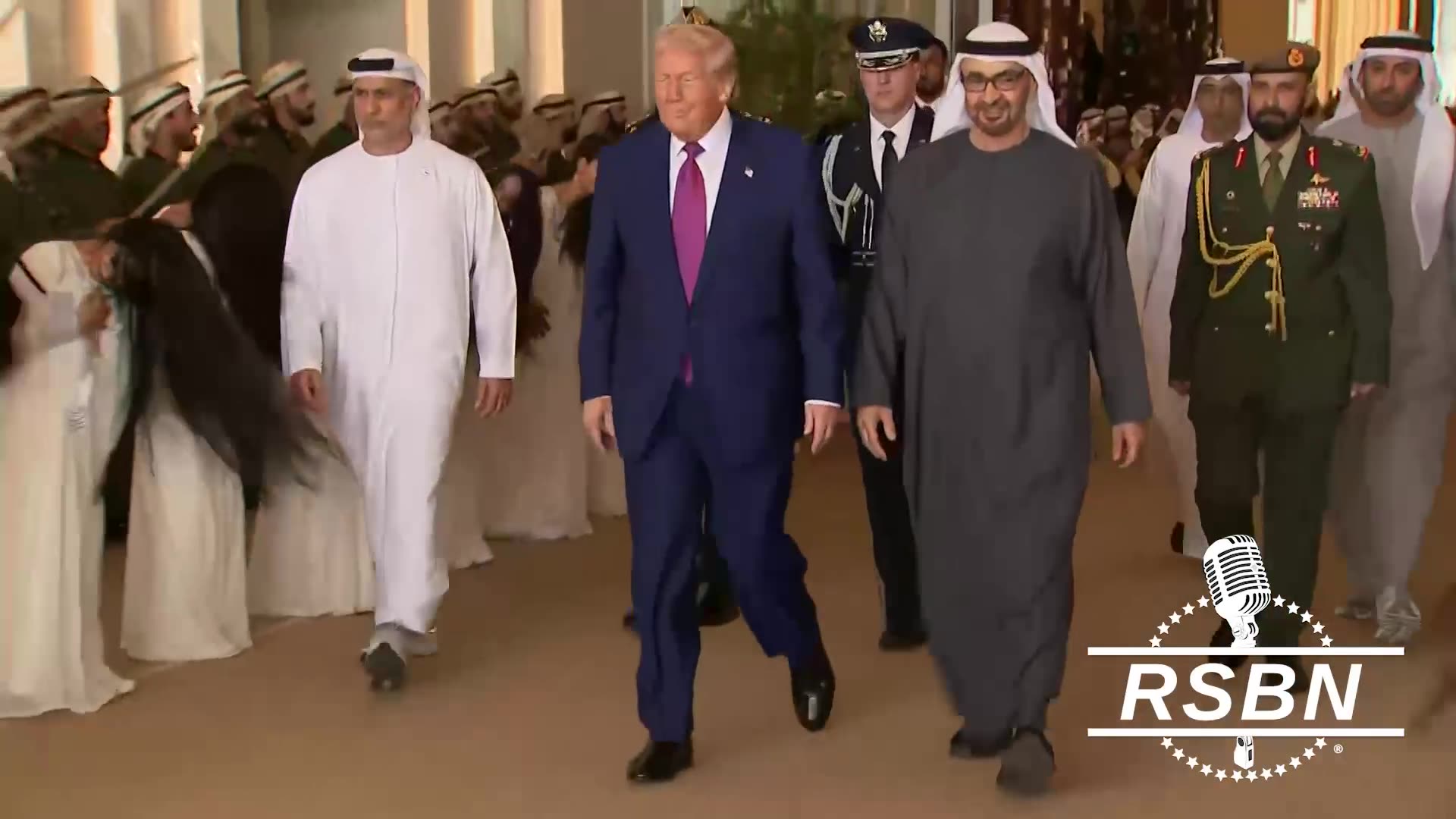 WATCH: President Trump Arrives in the U.A.E. and is greeted by President Mohammed Nayhan- 5/15/25