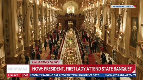 President & Melania Trump arrive at State Dinner with British Royal Family
