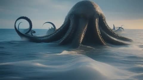 Kraken emerging from the ocean.mp4