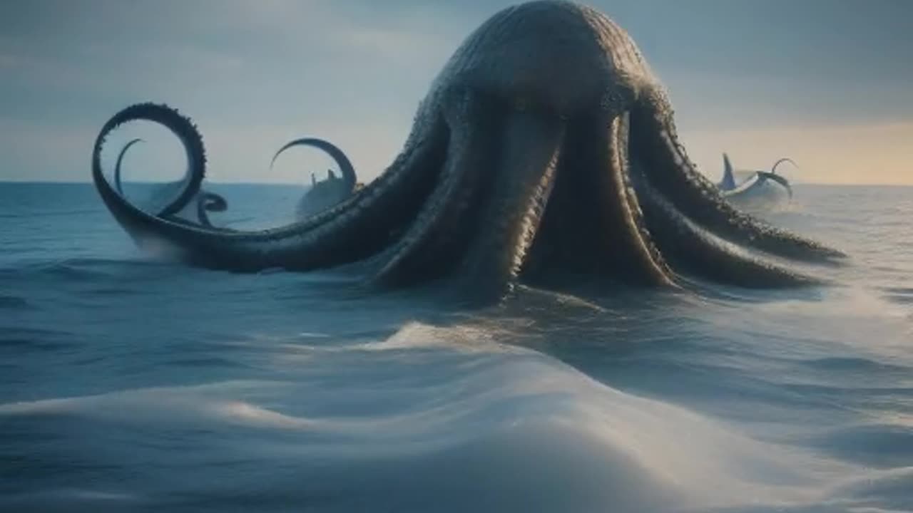 Kraken emerging from the ocean.mp4