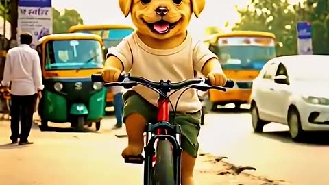 The poor dog's bicucle broke down