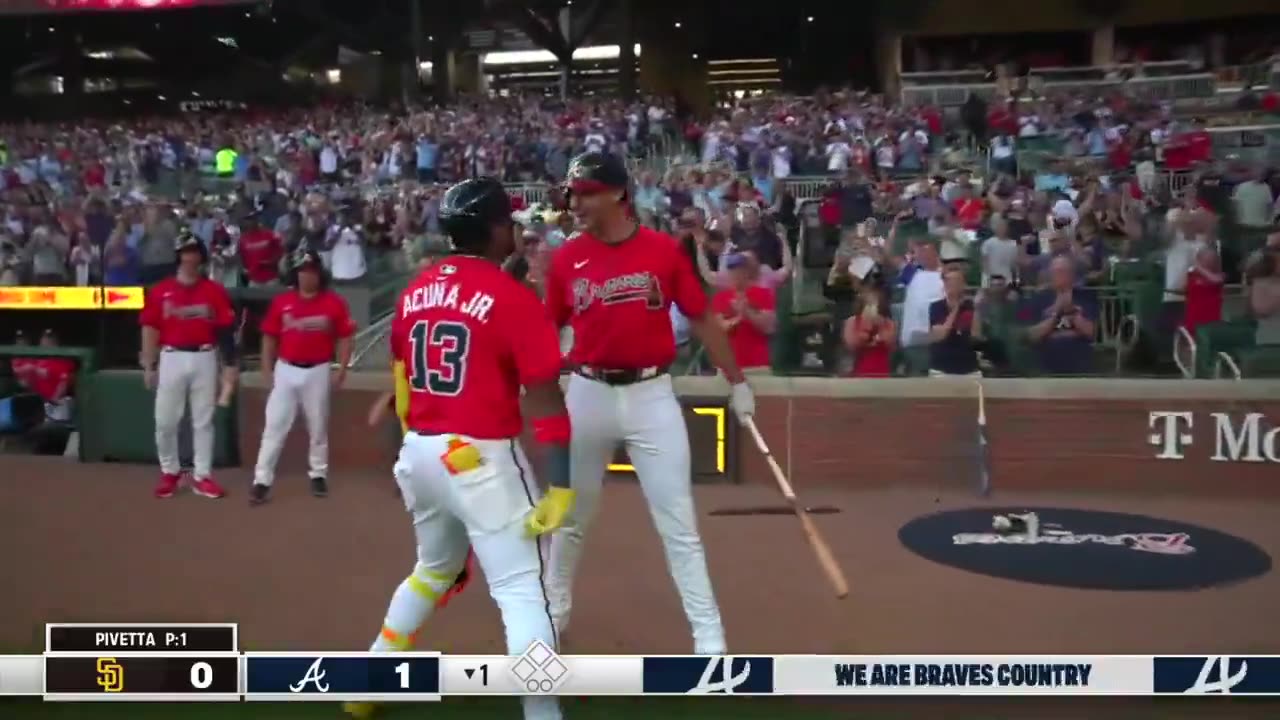¡RONALD ACUÑA JR. LA SACÓ EN SU PRIMER TURNO!