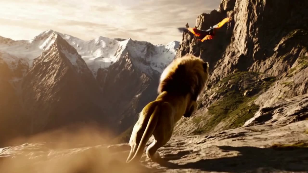 "Lion Chases Bird in Stunning Mountain Terrain | Rare Wildlife Encounter!"