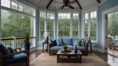 3-hours of Rain Soundscape for Relaxation in a peaceful mountain home