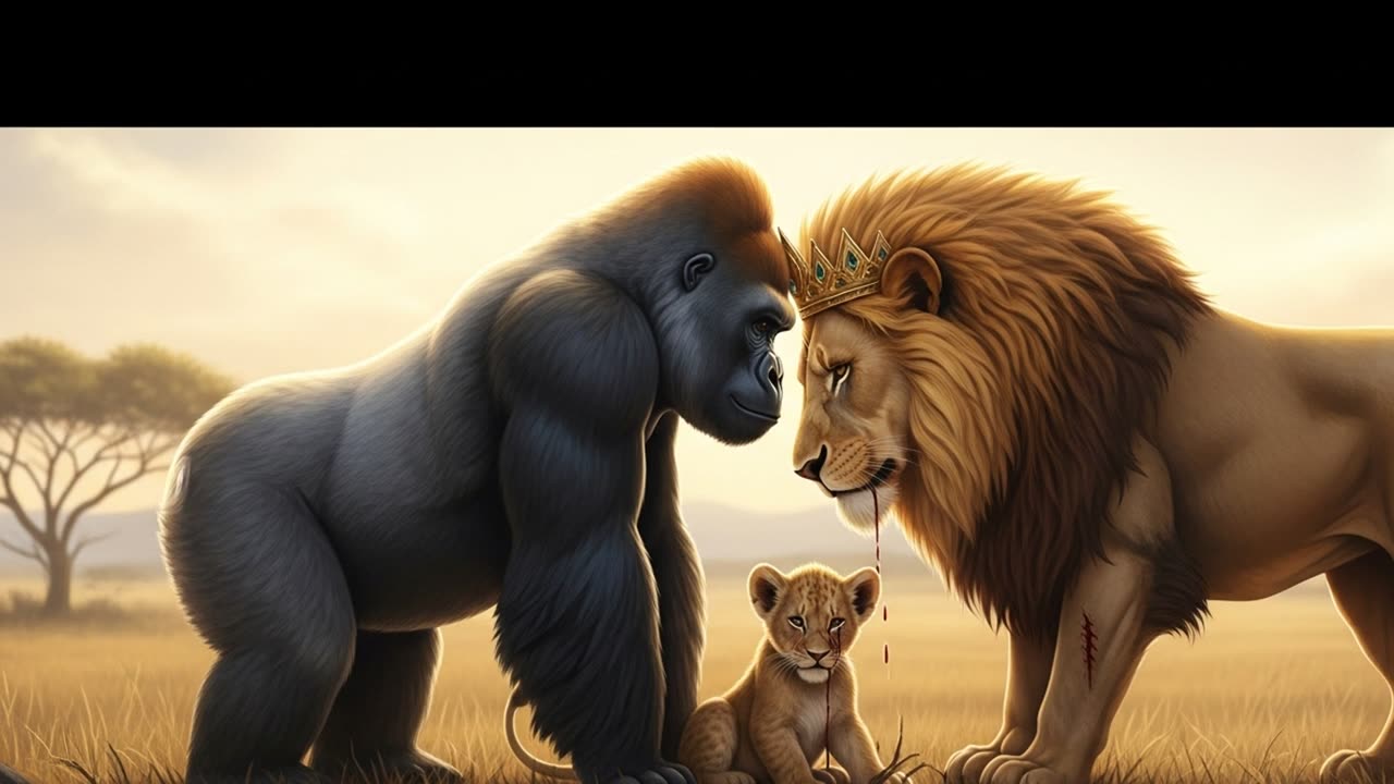 Gorilla Saves Lion Cub From Python! Unlikely Friendship