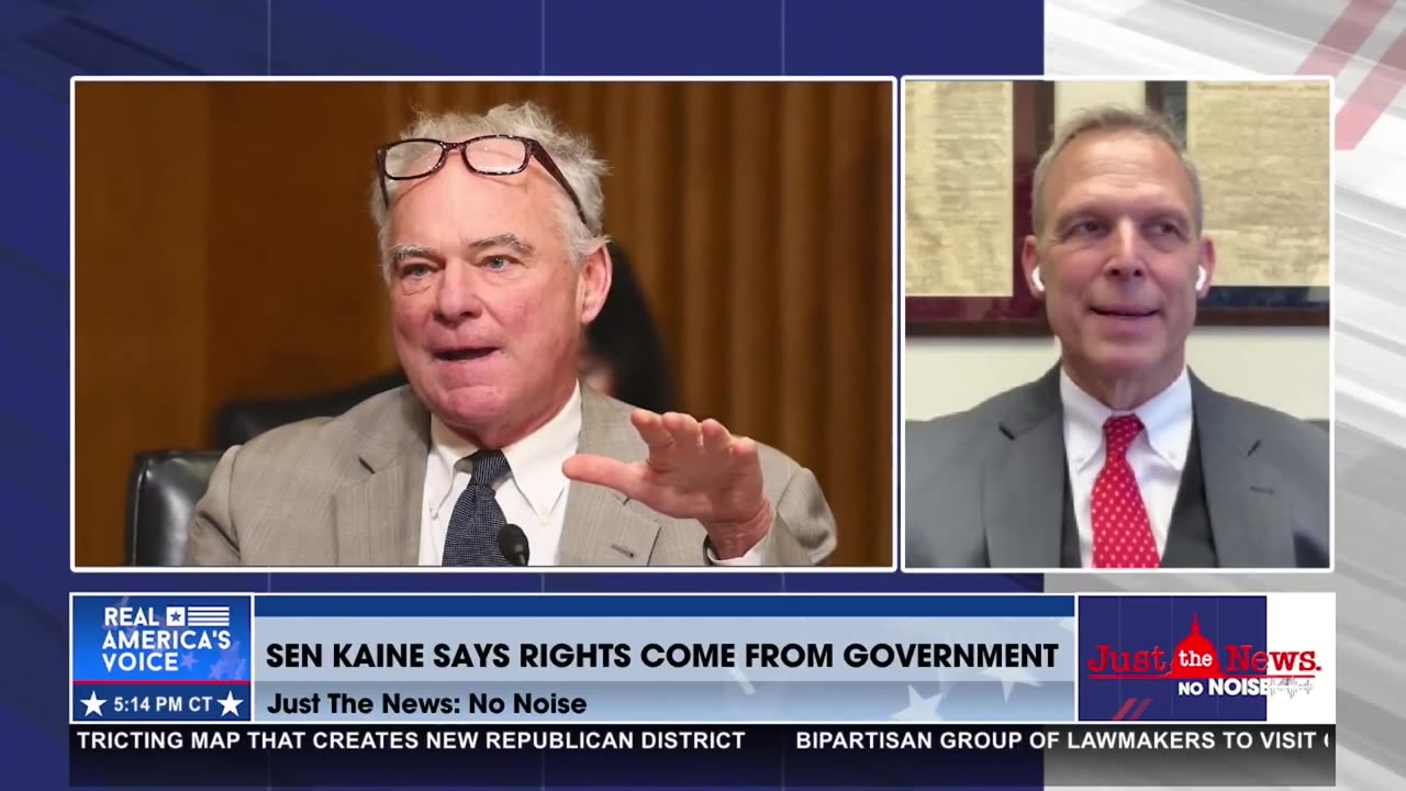 SEN. KAINE SAYS RIGHTS COME FROM GOVERNMENT, NOT FROM GOD