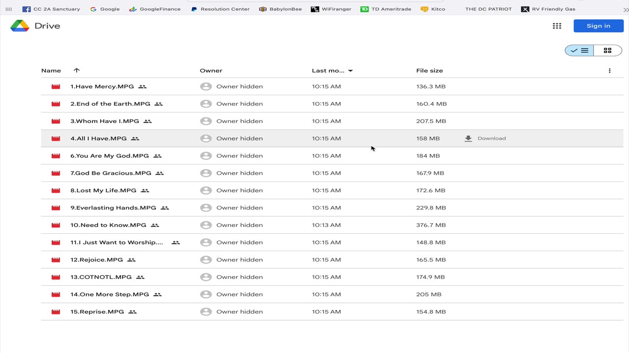 Accessing "No Frills" videos for DOWNLOAD