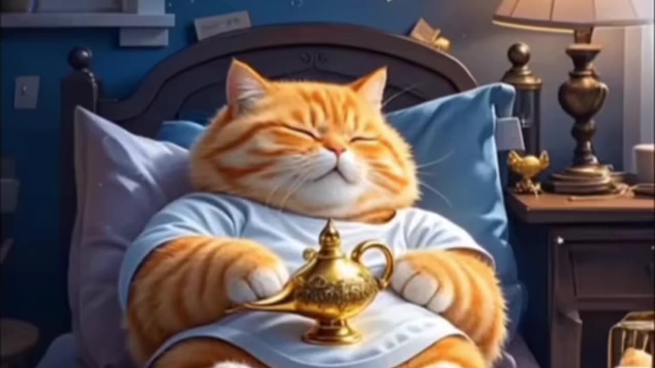 Ai cat aladdin lamp funny video 😂😂