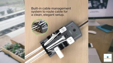 Belkin Surge Protector Power Strip w/ 8 Rotating & 4 Standard Outlets - 8ft Sturdy Extensi