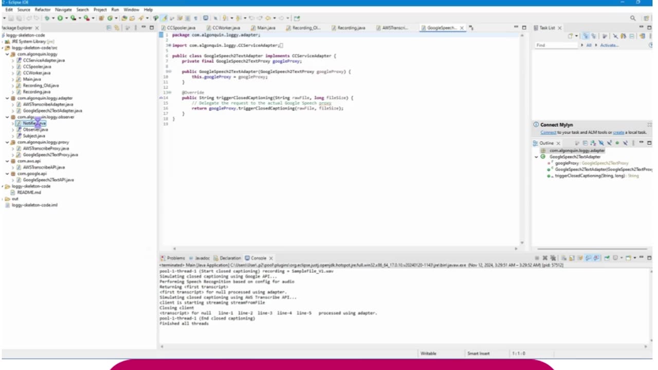 Student Work(Java) | 24F_CST8288N_800 OOP with Design Patterns Assignment 5 Output Video | Algonquin