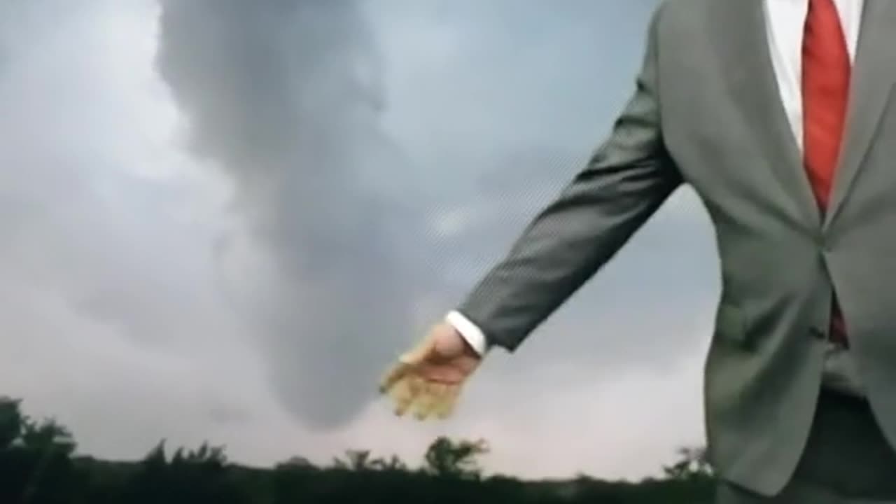 A ship or a conscious entity breaks up a tornado on live TV