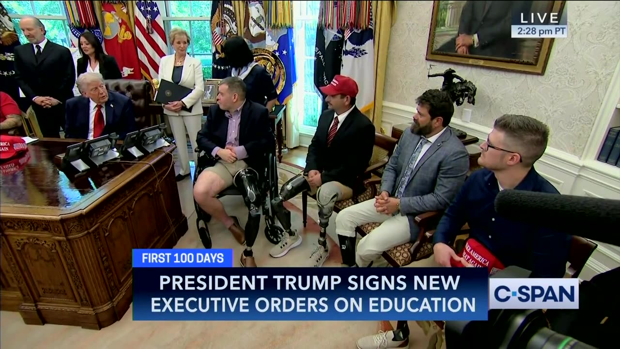 Anti-Biden Slogan On Veteran's Prosthetic Attracts Trump's Attention During Oval Office Visit