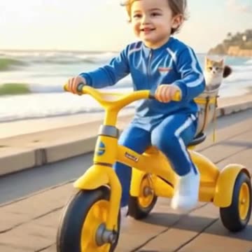 Adorable baby driving tricycle #viral #trending