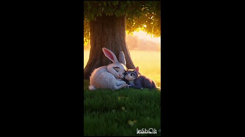 cat and rabbit
