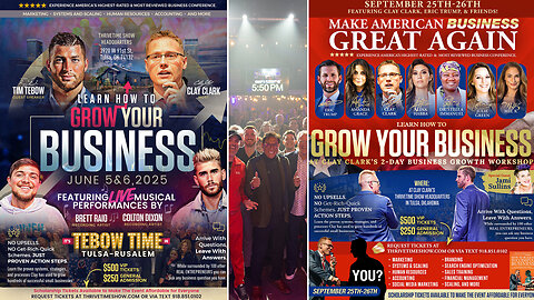 Tim Tebow | Join Tim Tebow & Eric Trump At Clay Clark's Upcoming Business Growth Conferences June 5-6 & September 25-26 + (23 Tickets Remaining for June 5-6 Business Conference) + Learn Marketing, Sales, Finance & More!!!