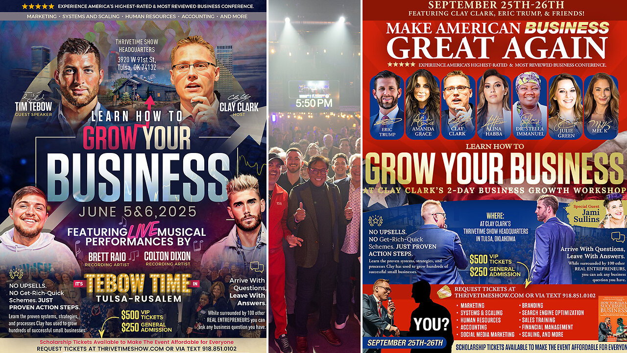 Tim Tebow | Join Tim Tebow & Eric Trump At Clay Clark's Upcoming Business Growth Conferences June 5-6 & September 25-26 + (23 Tickets Remaining for June 5-6 Business Conference) + Learn Marketing, Sales, Finance & More!!!