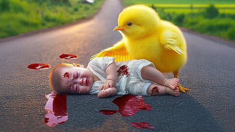 😥😢🐣Chick saves the baby👶from Accident😥🚗🚙