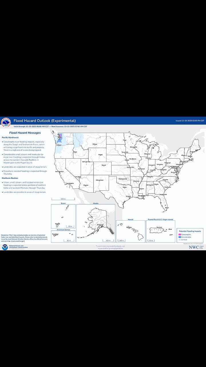 The National Water Center has issued an updated afternoon National Flood Hazard Outlook,