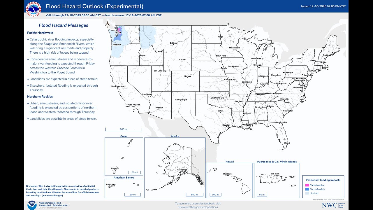 The National Water Center has issued an updated afternoon National Flood Hazard Outlook,