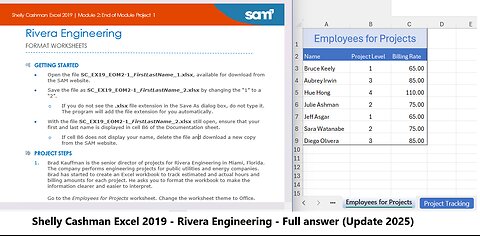 Shelly Cashman Excel 2019 | Module 2: End of Module Project 1 | Rivera Engineering (Update 2025)