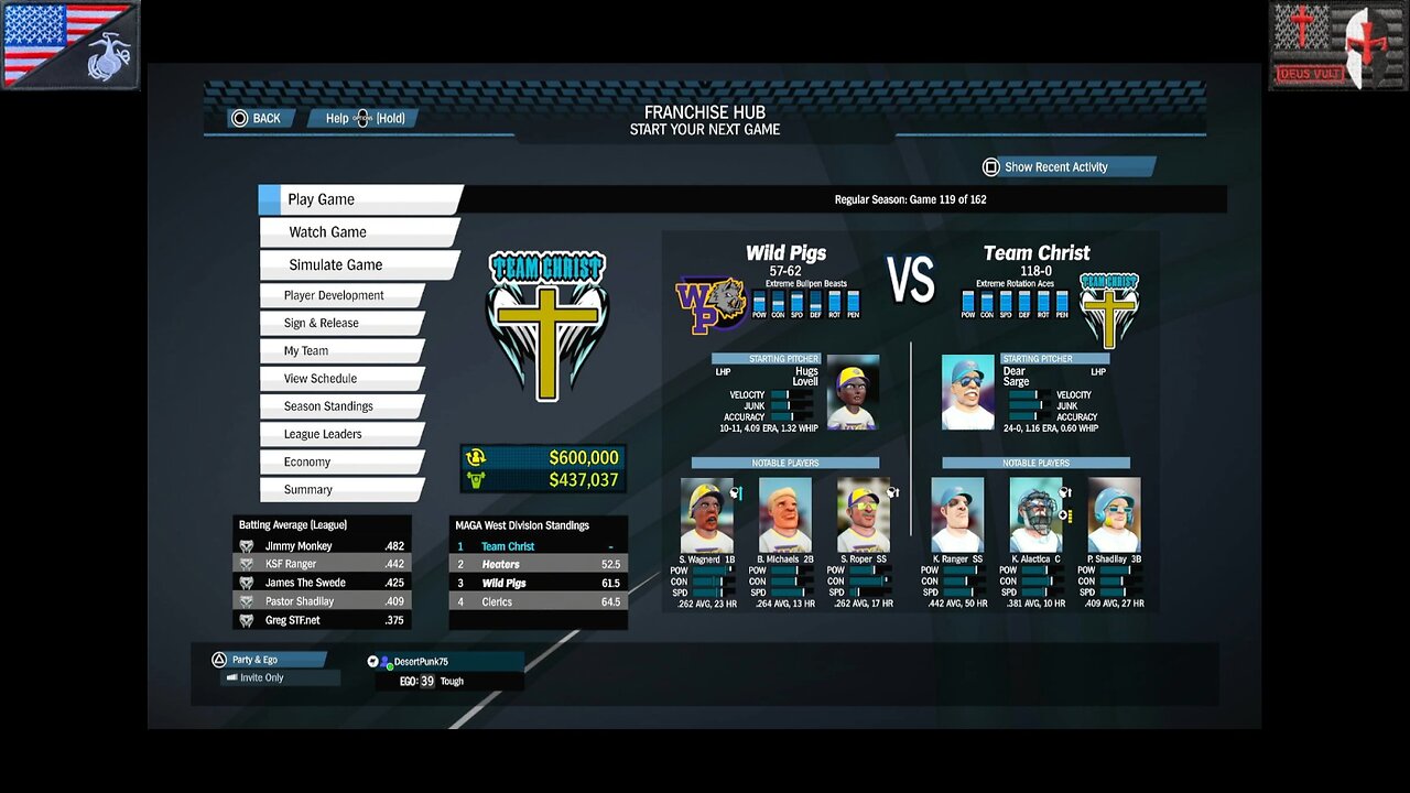 Based Sportsball 2025: Regular Season - Game #119 [Team Christ vs. Wild Pigs]