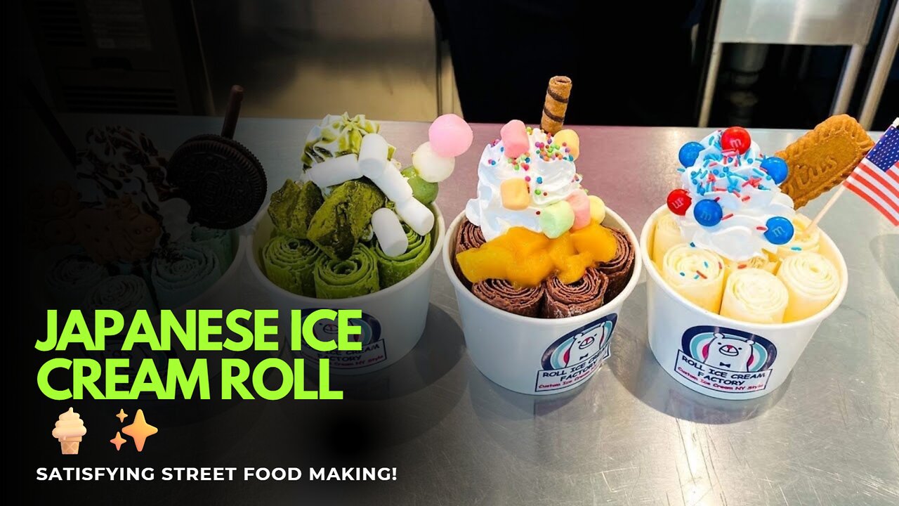 Japanese Ice Cream Roll 🍦 | Satisfying Street Food Making | ASMR Dessert Show