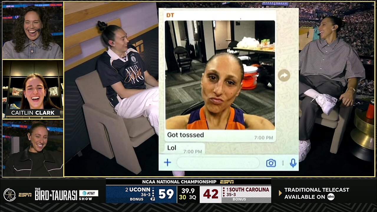Caitlin Clark & DT discuss technical fouls | Bird & Taurasi Show | UConn Huskies women's basketball