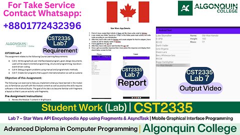 Client Work (lab) | CST2335 lab 7 Star Wars API Lab | Algonquin College Canada
