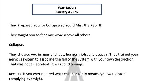 WAR REPORT - JAN 04 2026 - THEY TAUGHT YOU TO FEAR ONE WORD ABOVE ALL OTHERS