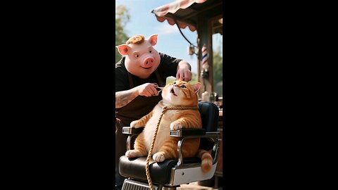 cat and pig funny video