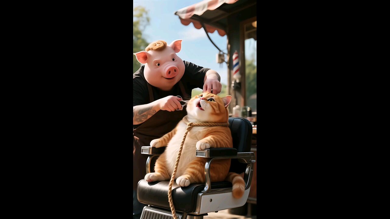 cat and pig funny video
