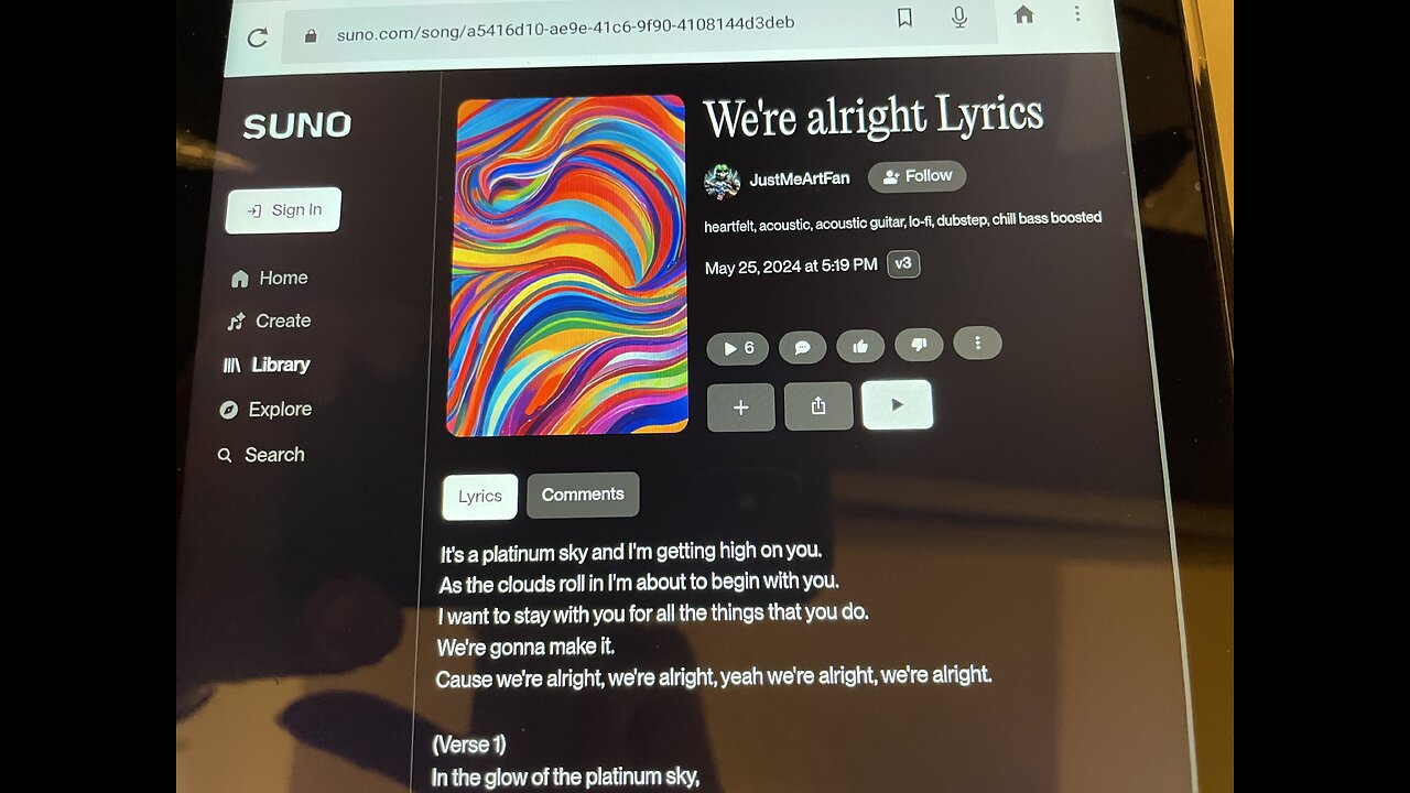 AI version of my song, We’re All Right.