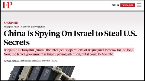 Israel sells technology to Russia & China to even the sides to mutually destroy each other