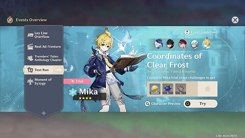 "Coordinates of Clear Frost" - Mika - Test Run - Genshin Impact