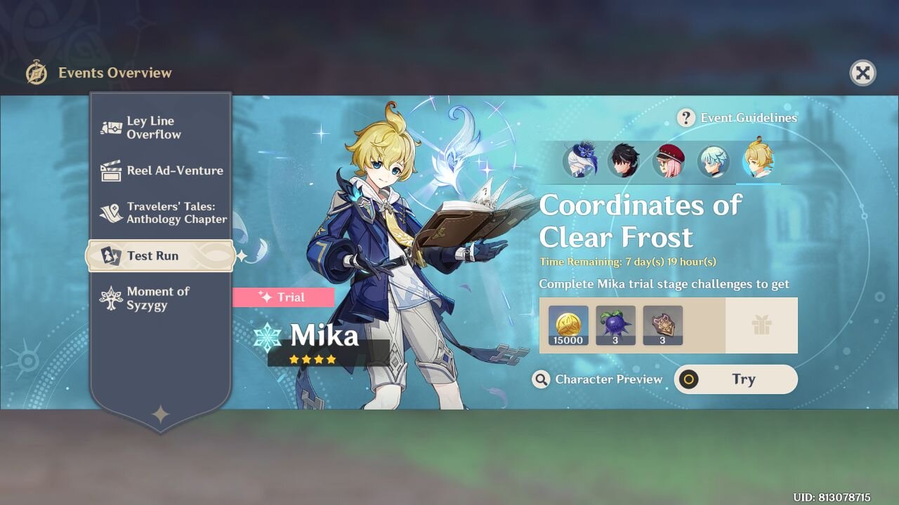 "Coordinates of Clear Frost" - Mika - Test Run - Genshin Impact