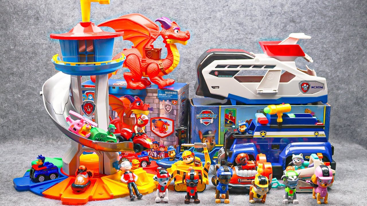 18 minutes of satisfying unboxing, cool Paw Patrol Super Loop Tower HQ Playset ASMR