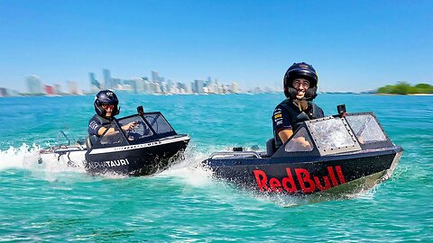 F1 Drivers Race TINY Jet Boats! (Daniel vs Yuki) 🚤