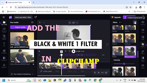Add The Black & White 1 Filter In Clipchamp