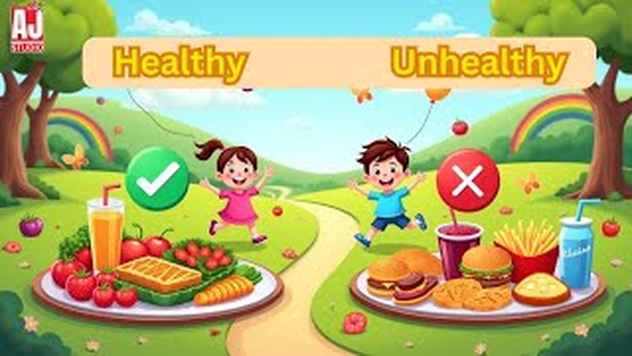 Healthy vs Unhealthy Foods 🍎🍟 | Fun Cartoon Learning for Kids😊