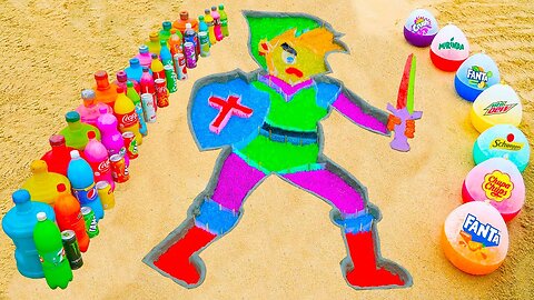 How to make Rainbow Legend Zelda with Orbeez, Balloons of Fanta, Coca Cola, Mentos & Popular Sodas