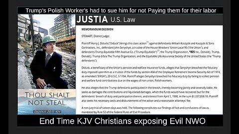Trump's Polish Worker's had to sue him for not Paying them for their labor