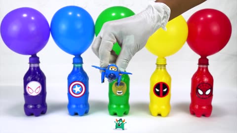 5 Bottles Balloons with Beads How to make Rainbow Coca-cola Bottle Beads Balls Cutting Asmr