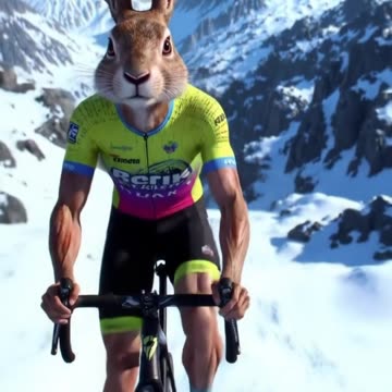 Rabbit Cycling Up a Mountain